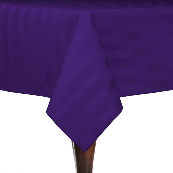 Ultimate Textile (2 Pack) Satin-Stripe 52 x 70-Inch Rectangular Tablecloth - for Wedding and Catering, Hotel or Home Dining use, Purple