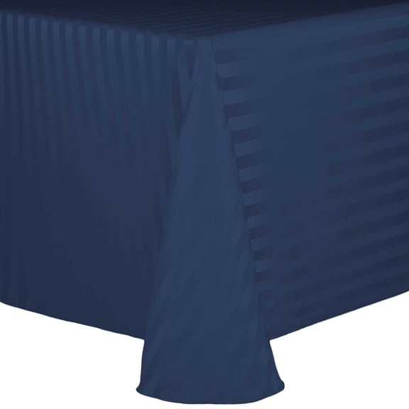 Ultimate Textile (2 Pack) Satin-Stripe 54 x 96-Inch Oval Tablecloth - for Home Dining Tables, Lagoon Blue