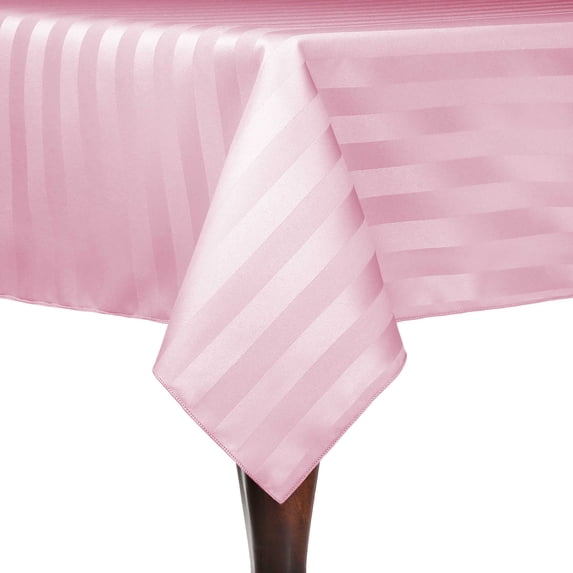 Ultimate Textile (2 Pack) Satin-Stripe 54 x 96-Inch Rectangular Tablecloth - for Wedding and Catering, Hotel or Home Dining use, Light Pink