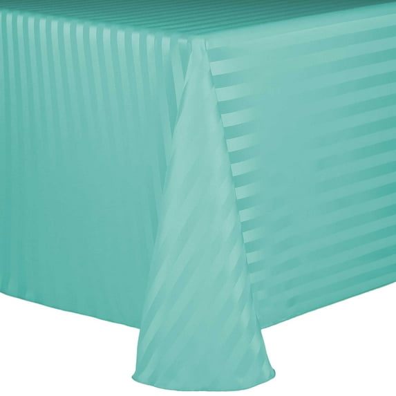 Ultimate Textile (2 Pack) Satin-Stripe 60 x 144-Inch Oval Tablecloth - for Home Dining Tables, Caribbean Blue