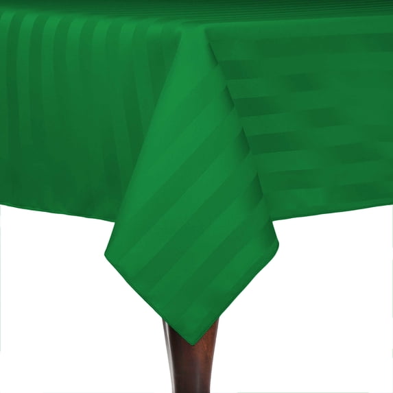 Ultimate Textile (2 Pack) Satin-Stripe 60 x 60-Inch Square Tablecloth - for Wedding and Catering, Hotel or Home Dining use, Emerald Green