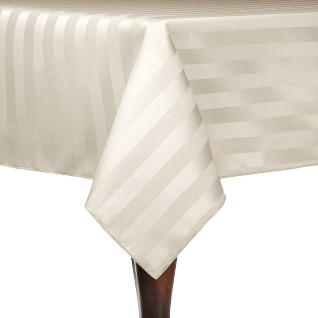 Ultimate Textile (2 Pack) Satin-Stripe 60 x 60-Inch Square Tablecloth - for Wedding and Catering, Hotel or Home Dining use, Ivory Cream