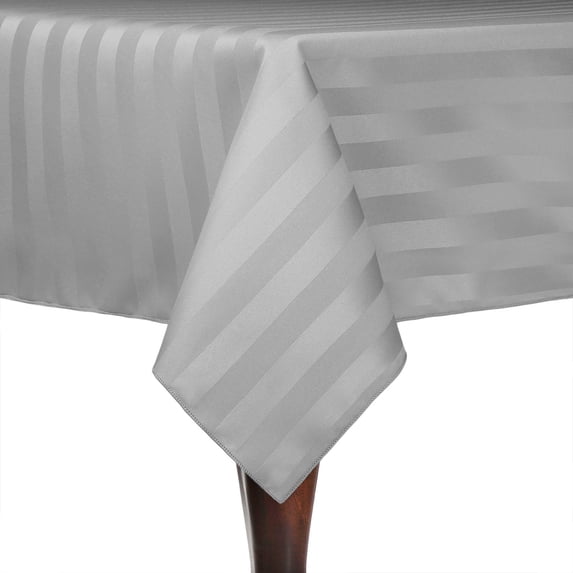 Ultimate Textile (2 Pack) Satin-Stripe 60 x 60-Inch Square Tablecloth - for Wedding and Catering, Hotel or Home Dining use, Silver Grey