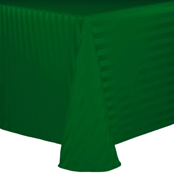 Ultimate Textile (2 Pack) Satin-Stripe 60 x 84-Inch Oval Tablecloth - for Home Dining Tables, Emerald Green