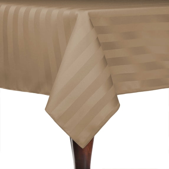 Ultimate Textile (2 Pack) Satin-Stripe 84 x 84-Inch Square Tablecloth - for Wedding and Catering, Hotel or Home Dining use, Toast Dark Brown