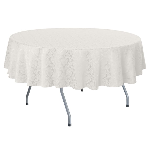Ultimate Textile (2 Pack) Saxony 102-Inch Round Damask Tablecloth - Jacquard Weave Emblem Crest Design, White