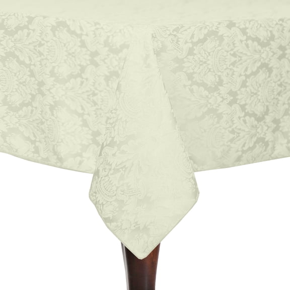 Ultimate Textile (2 Pack) Saxony 72 x 72-Inch Square Damask Tablecloth - Jacquard Weave Emblem Crest Design, Ivory Cream
