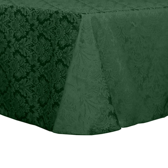 Ultimate Textile (2 Pack) Saxony 90 x 132-Inch Rectangular Damask Tablecloth - Jacquard Weave Emblem Crest Design, Hunter Green