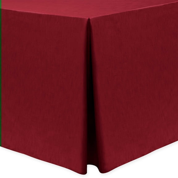 Ultimate Textile (2 Pack) Shantung - Majestic 8 ft. Fitted Tablecloth - for 30 x 96-Inch Banquet and Folding Rectangular Tables - 42"H, Cherry Red