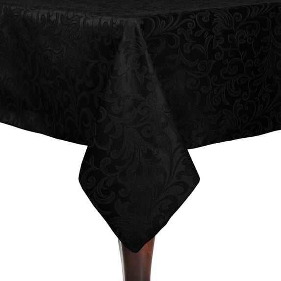 Ultimate Textile (2 Pack) Somerset 54 x 54-Inch Square Damask Tablecloth - Jacquard Weave Scroll Design, Black