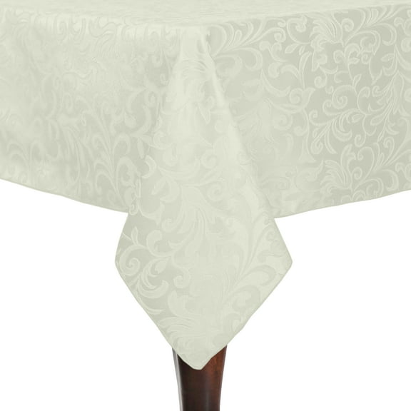Ultimate Textile (2 Pack) Somerset 72 x 120-Inch Rectangular Damask Tablecloth - Jacquard Weave Scroll Design, Ivory Cream