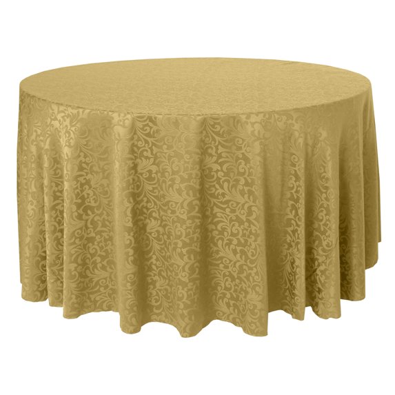 Ultimate Textile (2 Pack) Somerset 90-Inch Round Damask Tablecloth - Jacquard Weave Scroll Design, Gold