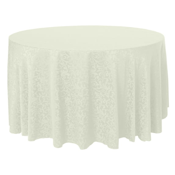 Ultimate Textile (2 Pack) Somerset 96-Inch Round Damask Tablecloth - Jacquard Weave Scroll Design, Ivory Cream