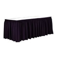 thumbnail image 1 of Ultimate Textile 21 ft. Shirred Pleat Polyester Table Skirt - 36" Counter Serving Height, Aubergine Eggplant, 1 of 4