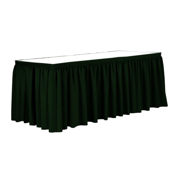 Ultimate Textile 21 ft. Shirred Pleat Polyester Table Skirt - 36" Counter Serving Height, Forest Green