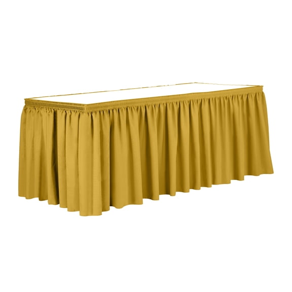 Ultimate Textile 21 ft. Shirred Pleat Polyester Table Skirt - 36" Counter Serving Height, Goldenrod