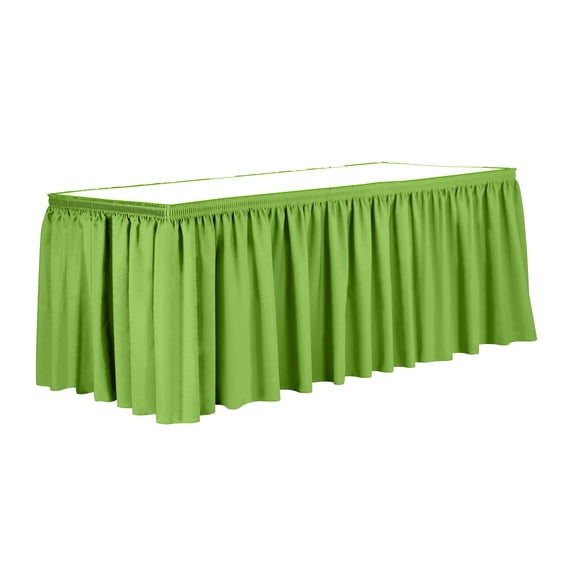 Ultimate Textile 21 ft. Shirred Pleat Polyester Table Skirt - 36" Counter Serving Height, Lime Green