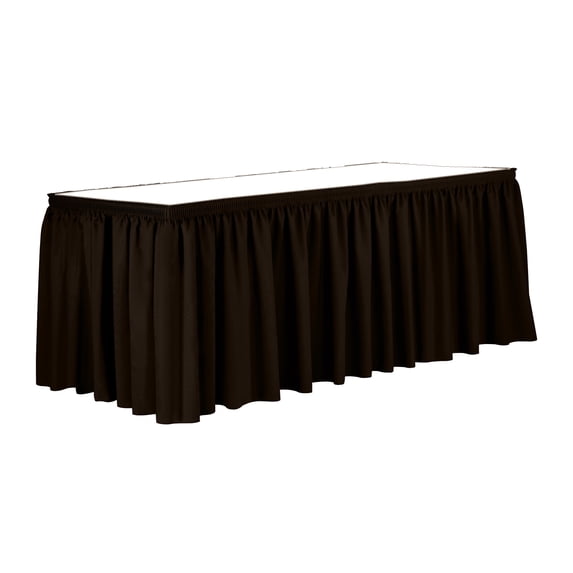 Ultimate Textile 21 ft. Shirred Pleat Polyester Table Skirt - 42" Bar Height, Chocolate Brown