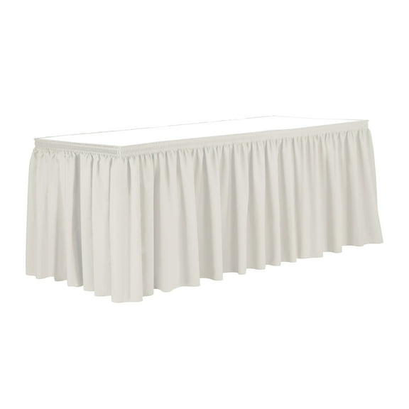 Ultimate Textile 21 ft. Shirred Pleat Polyester Table Skirt - 42" Bar Height, Oyster