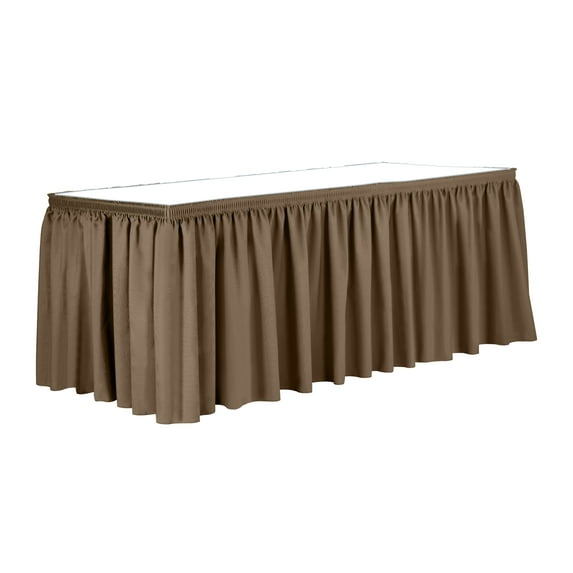 Ultimate Textile 21 ft. Shirred Pleat Polyester Table Skirt Toast Dark Brown