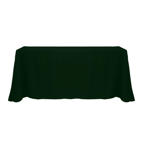 Ultimate Textile (3 Pack) 108 x 132-Inch Rectangular Polyester Linen Tablecloth with Rounded Corners - for Wedding, Restaurant or Banquet use, Forest Green