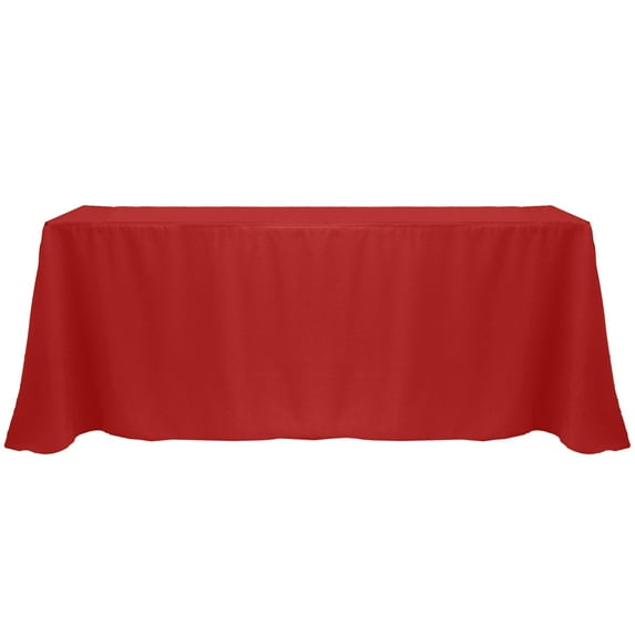 Ultimate Textile (3 Pack) 108 x 132-Inch Rectangular Polyester Linen Tablecloth with Rounded Corners - for Wedding, Restaurant or Banquet use, Holiday Red