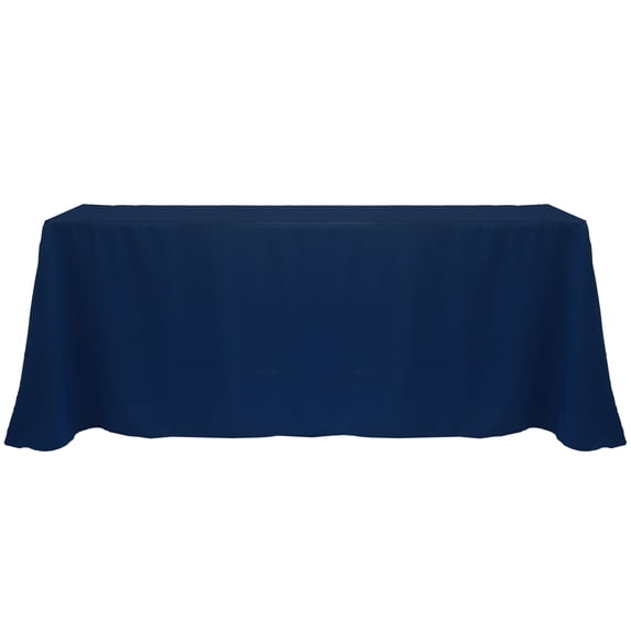 Ultimate Textile (3 Pack) 108 x 132-Inch Rectangular Polyester Linen Tablecloth with Rounded Corners - for Wedding, Restaurant or Banquet use, Navy Blue