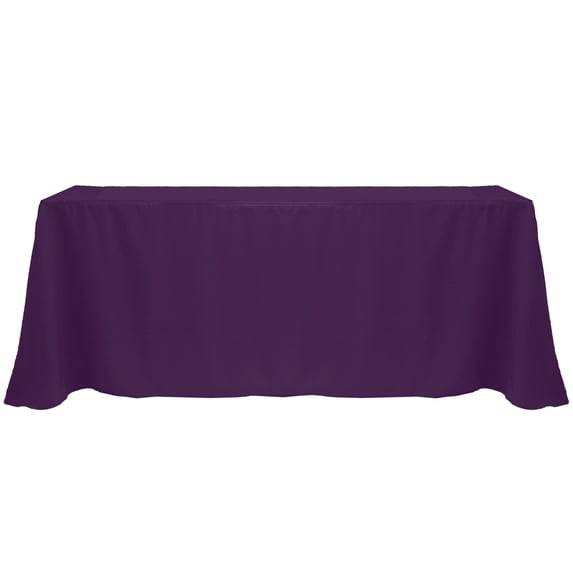 Ultimate Textile (3 Pack) 108 x 132-Inch Rectangular Polyester Linen Tablecloth with Rounded Corners - for Wedding, Restaurant or Banquet use, Purple