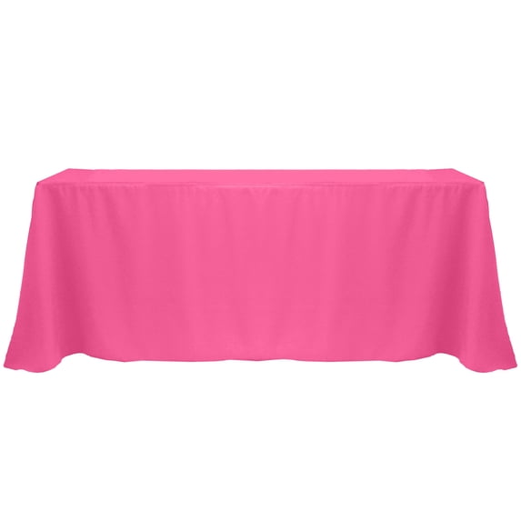 Ultimate Textile (3 Pack) 108 x 156-Inch Rectangular Polyester Linen Tablecloth with Rounded Corners - for Wedding, Restaurant or Banquet use, Hot Pink