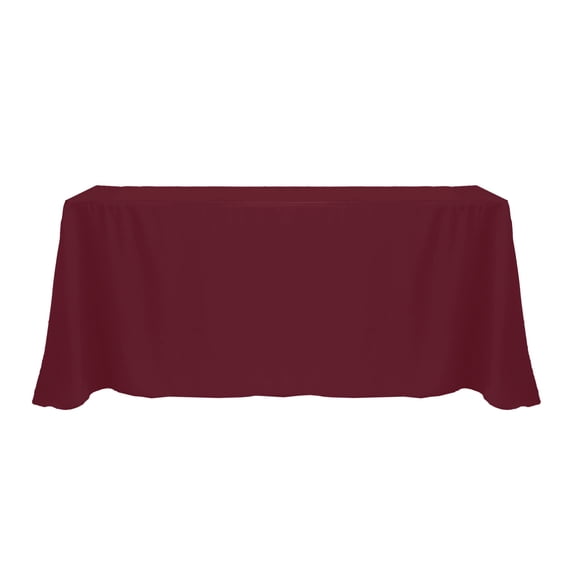 Ultimate Textile (3 Pack) 108 x 156-Inch Rectangular Polyester Linen Tablecloth with Rounded Corners - for Wedding, Restaurant or Banquet use, Ruby Red