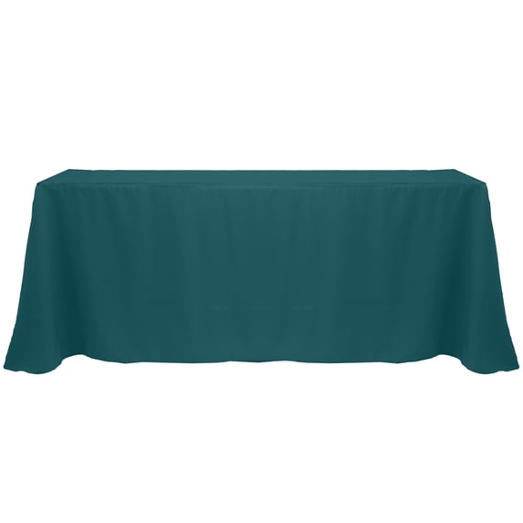 Ultimate Textile (3 Pack) 108 x 156-Inch Rectangular Polyester Linen Tablecloth with Rounded Corners - for Wedding, Restaurant or Banquet use, Teal