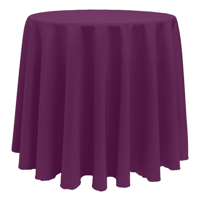 Ultimate Textile (3 Pack) 114-Inch Round Polyester Linen Tablecloth - for Wedding, Restaurant or Banquet use, Aubergine Eggplant