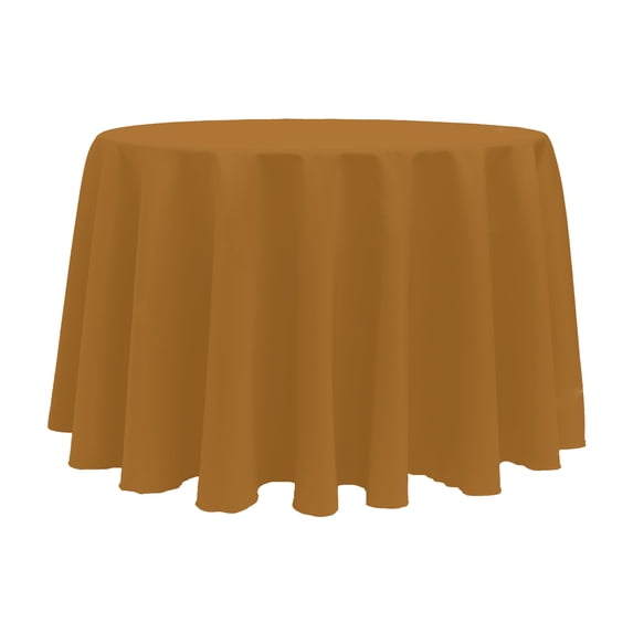 Ultimate Textile (3 Pack) 114-Inch Round Polyester Linen Tablecloth - for Wedding, Restaurant or Banquet use, Copper Brown