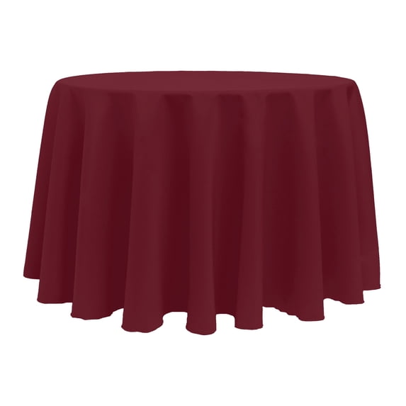 Ultimate Textile (3 Pack) 114-Inch Round Polyester Linen Tablecloth - for Wedding, Restaurant or Banquet use, Ruby Red