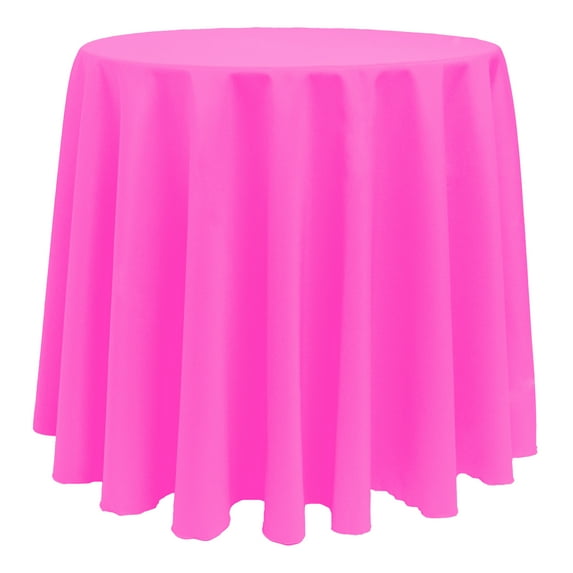 Ultimate Textile (3 Pack) 126-Inch Round Polyester Linen Tablecloth - for Wedding, Restaurant or Banquet use, Neon Pink