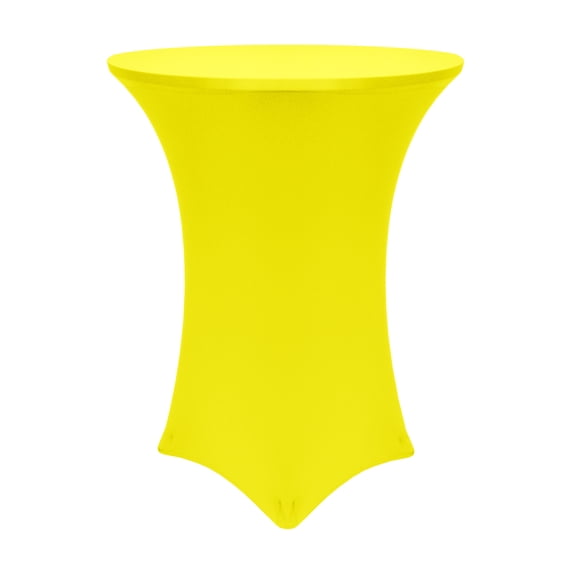 Ultimate Textile (3 Pack) 30-36-Inch Round Cocktail Spandex Fitted Stretch Elastic Tablecloth - for 42" High Tables, Lemon Yellow