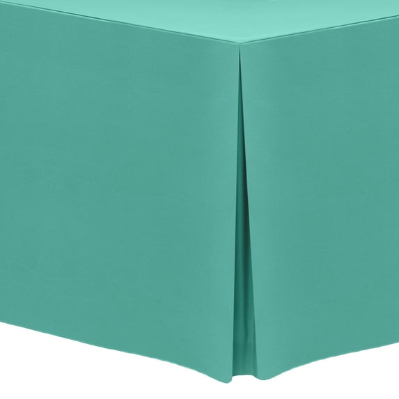 Ultimate Textile (3 Pack) 4 ft. Fitted Polyester Tablecloth - for 18 x 48-Inch Classroom and Folding Rectangle Tables 36" High, Caribbean Blue