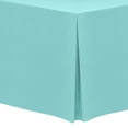 thumbnail image 1 of Ultimate Textile (3 Pack) 4 ft. Fitted Polyester Tablecloth - for 24 x 48-Inch Banquet and Folding Rectangular Tables 36" High, Aqua Blue, 1 of 3
