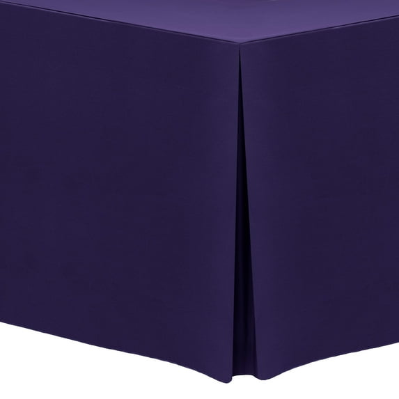 Ultimate Textile (3 Pack) 4 ft. Fitted Polyester Tablecloth - for 24 x 48-Inch Banquet and Folding Rectangular Tables - 42" High, Purple