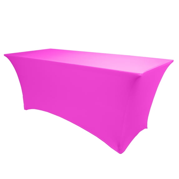 Ultimate Textile (3 Pack) 4 ft. Fitted Spandex Table Cover - for 18 x 48-Inch Tradeshow, Classroom and Folding Rectangle Tables, Neon Pink