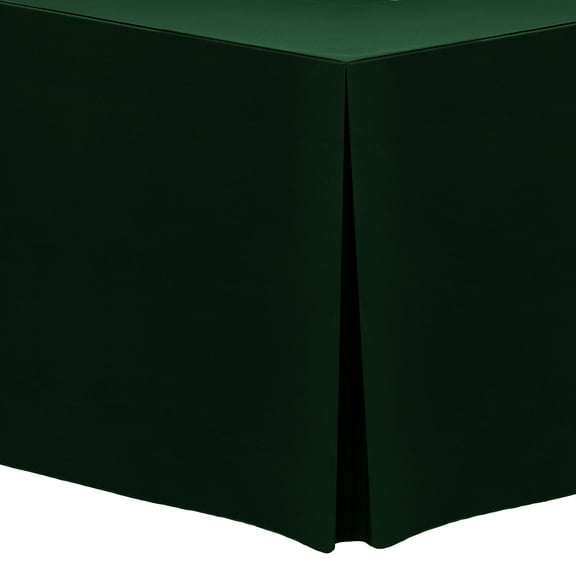 Ultimate Textile (3 Pack) 5 ft. Fitted Polyester Tablecloth - for 24 x 60-Inch Banquet and Folding Rectangular Tables 36"H, Forest Green