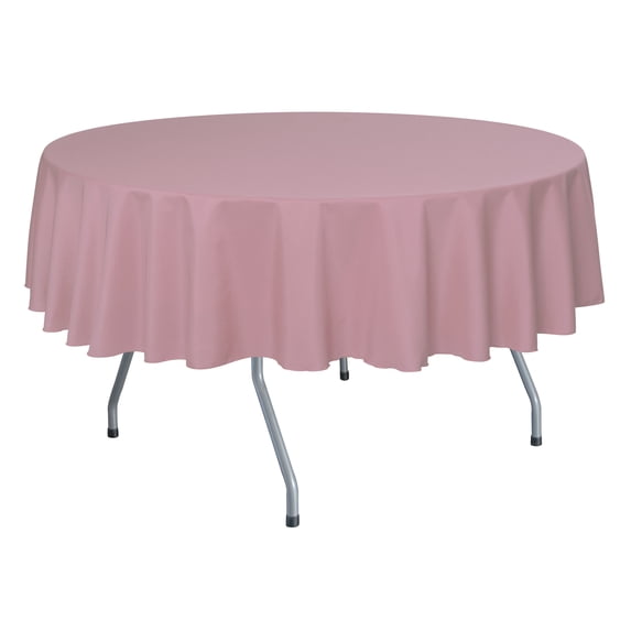 Ultimate Textile (3 Pack) 60-Inch Round Polyester Linen Tablecloth - for Wedding, Restaurant or Banquet use, Dusty Rose Pink