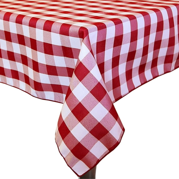 Ultimate Textile (3 Pack) 60 x 108-Inch Rectangular Polyester Gingham Checkered Tablecloth - for Picnic, Outdoor or Indoor Party use, Red and White