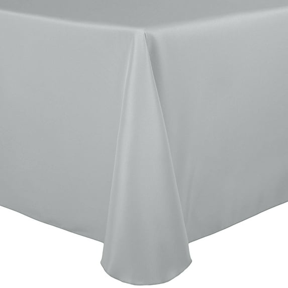 Ultimate Textile (3 Pack) 60 x 120-Inch Oval Polyester Linen Tablecloth - for Home Dining Tables, Silver