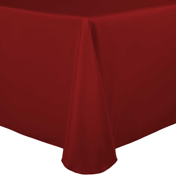 Ultimate Textile (3 Pack) 72 x 120-Inch Oval Polyester Linen Tablecloth - for Home Dining Tables, Cherry Red