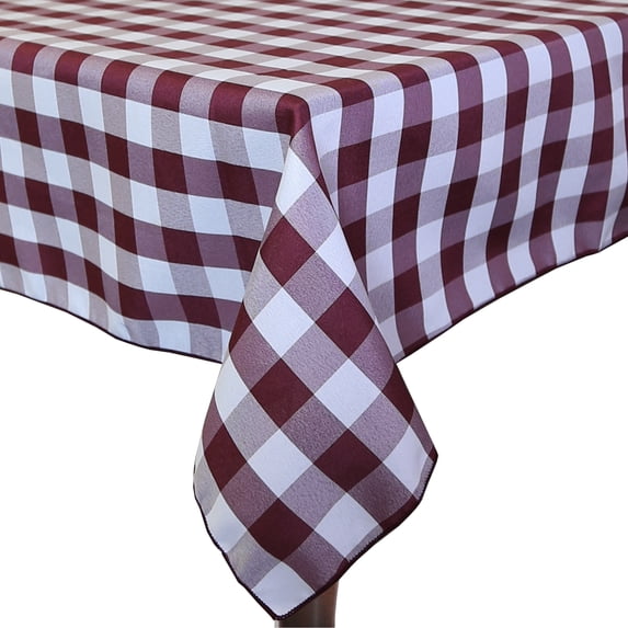 Ultimate Textile (3 Pack) 72 x 120-Inch Rectangular Polyester Gingham Checkered Tablecloth - for Picnic, Outdoor or Indoor Party use, Burgundy and White