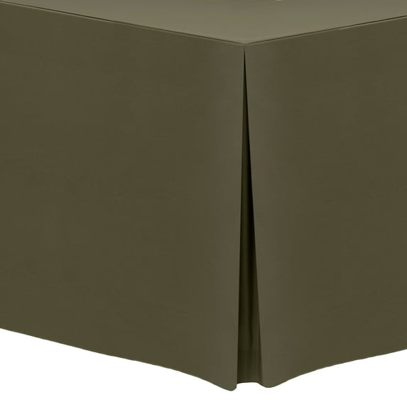 Ultimate Textile (3 Pack) 8 ft. Fitted Polyester Tablecloth - for 18 x 96-Inch Banquet and Folding Rectangular Tables - 42"H, Olive Green