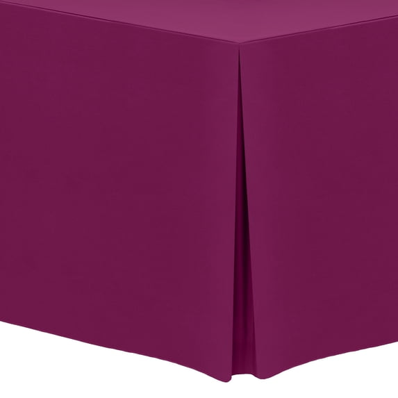 Ultimate Textile (3 Pack) 8 ft. Fitted Polyester Tablecloth - for 30 x 96-Inch Banquet and Folding Rectangular Tables, Raspberry Red