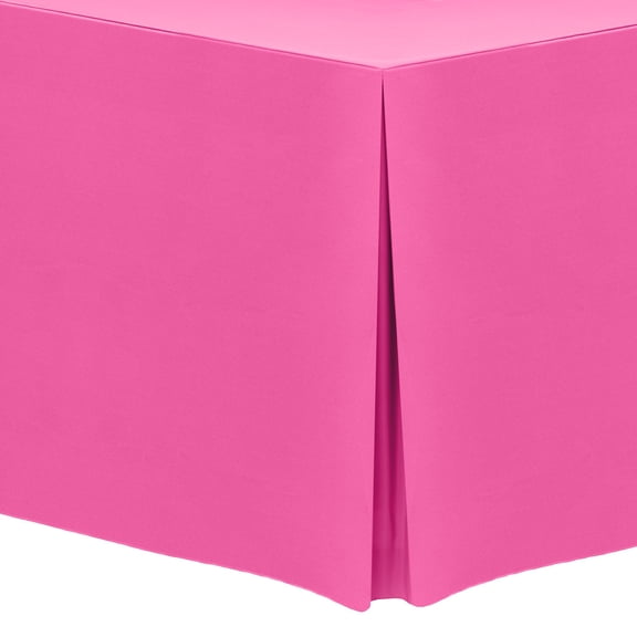 Ultimate Textile (3 Pack) 8 ft. Fitted Polyester Tablecloth - for 30 x 96-inch Banquet and Folding Rectangular Tables - 42"H, Neon Pink