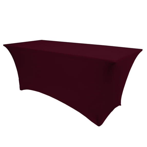 Ultimate Textile (3 Pack) 8 ft. Fitted Spandex Table Cover - for 24 x 96-Inch Banquet and Folding Rectangular Tables - 36"H, Burgundy Red